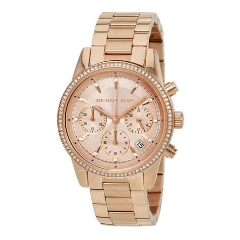 michael kors rose gold watch set|Michael Kors ritz chronograph.